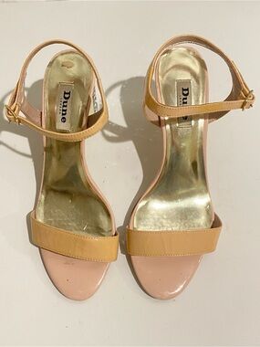 Dune London Women's 8.5 Tan Wedding Party Prom Diamond Crystal Block Heels